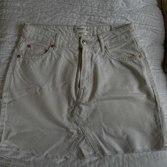 MANGO ORGANIC COTTON DENIM SKIRT IN CREAM - Picture 3 of 4